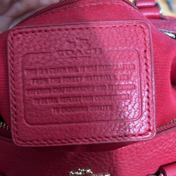 Coach Cherry Red Pebble Leather Bennett Satchel w/ Crossbody Strap - Picture 8 of 12